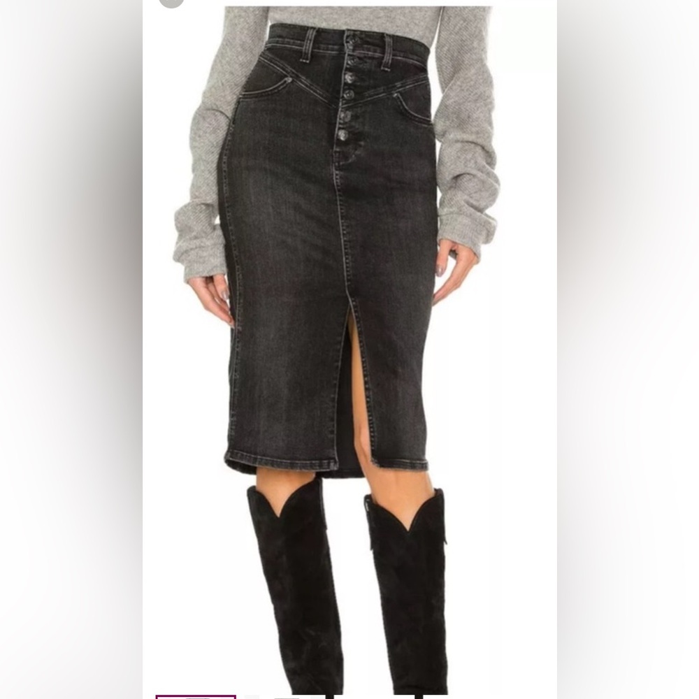 Veronica Beard Herron Midi Denim Skirt Size 2 Washed Onyx EUC
